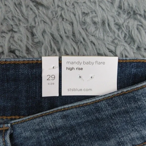 STS Blue Jeans Womens 29 Blue Mandy Baby Flare High Rise Fringe 31x31* NWT - Picture 11 of 16